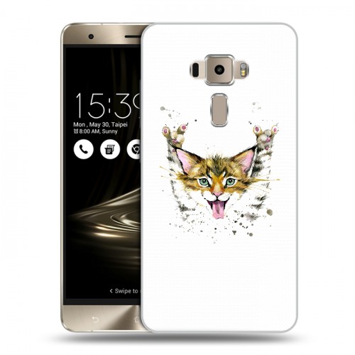 Полупрозрачный дизайнерский пластиковый чехол для Asus ZenFone 3 Прозрачные кошки