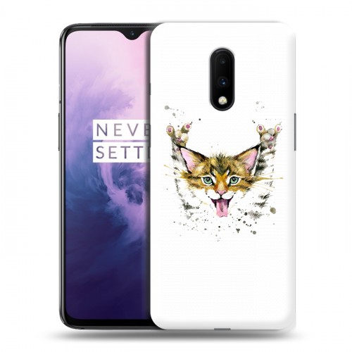 Полупрозрачный дизайнерский пластиковый чехол для OnePlus 7 Прозрачные кошки