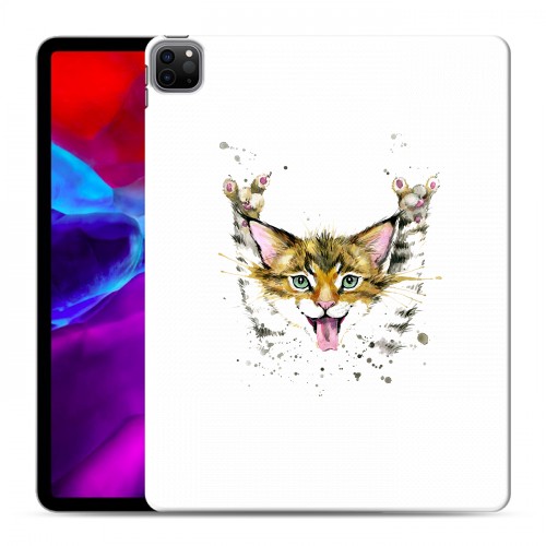 Полупрозрачный дизайнерский пластиковый чехол для Ipad Pro 12.9 (2020) Прозрачные кошки