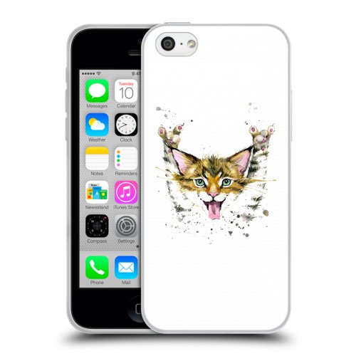Полупрозрачный дизайнерский пластиковый чехол для Iphone 5c Прозрачные кошки