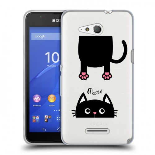 Полупрозрачный дизайнерский пластиковый чехол для Sony Xperia E4g Прозрачные кошки