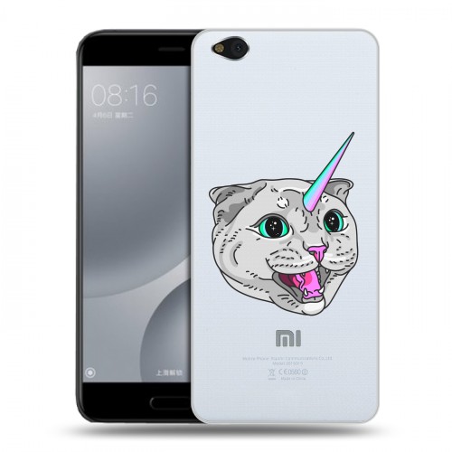 Полупрозрачный дизайнерский пластиковый чехол для Xiaomi Mi5C Прозрачные кошки