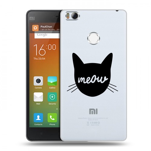 Полупрозрачный дизайнерский пластиковый чехол для Xiaomi Mi4S Прозрачные кошки