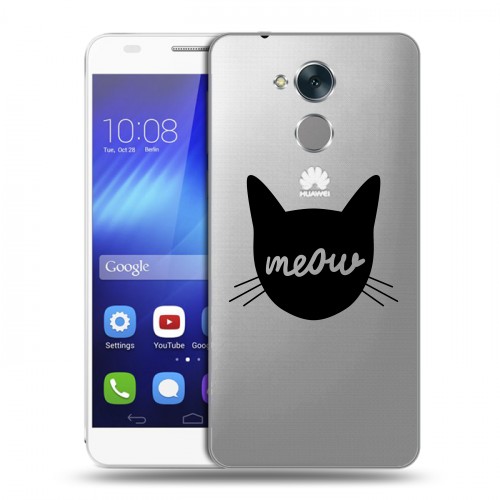 Полупрозрачный дизайнерский пластиковый чехол для Huawei Honor 6C Прозрачные кошки