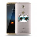 Полупрозрачный дизайнерский пластиковый чехол для ZTE Axon 7 Прозрачные кошки