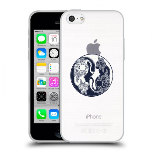 Полупрозрачный дизайнерский пластиковый чехол для Iphone 5c Инь и ян