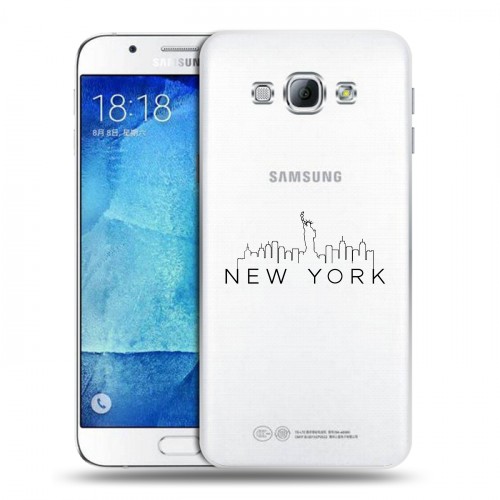 Полупрозрачный дизайнерский пластиковый чехол для Samsung Galaxy A8  Прозрачные города