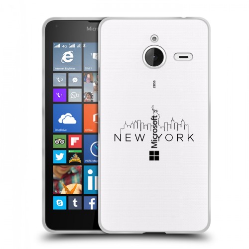 Полупрозрачный дизайнерский пластиковый чехол для Microsoft Lumia 640 XL  Прозрачные города