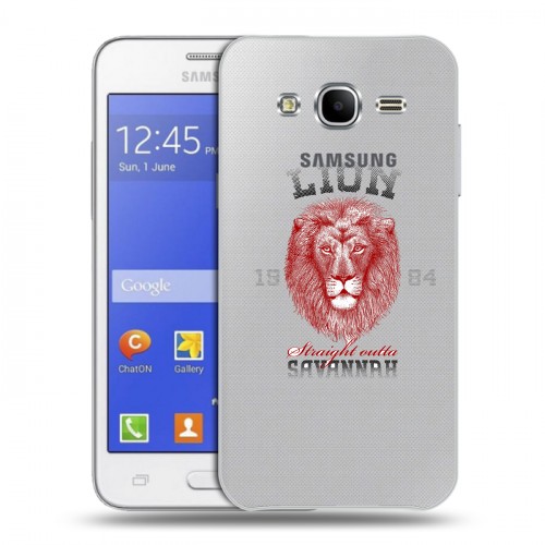 Полупрозрачный дизайнерский силиконовый чехол для Samsung Galaxy J7 Символика льва