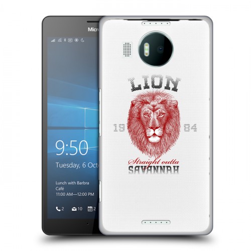Полупрозрачный дизайнерский пластиковый чехол для Microsoft Lumia 950 XL Символика льва