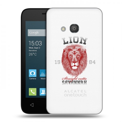 Полупрозрачный дизайнерский пластиковый чехол для Alcatel One Touch Pixi 4 (4) Символика льва