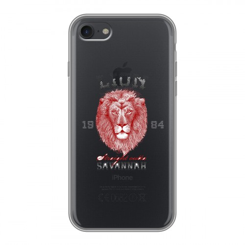 Полупрозрачный дизайнерский силиконовый чехол для Iphone 7 Символика льва