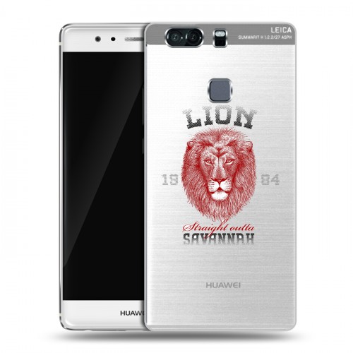 Полупрозрачный дизайнерский пластиковый чехол для Huawei P9 Plus Символика льва