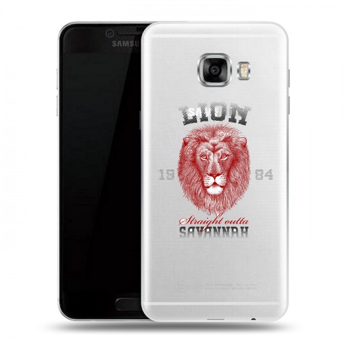 Полупрозрачный дизайнерский пластиковый чехол для Samsung Galaxy C5 Символика льва