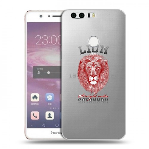 Полупрозрачный дизайнерский пластиковый чехол для Huawei Honor 8 Символика льва