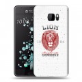 Полупрозрачный дизайнерский пластиковый чехол для HTC U Ultra Символика льва