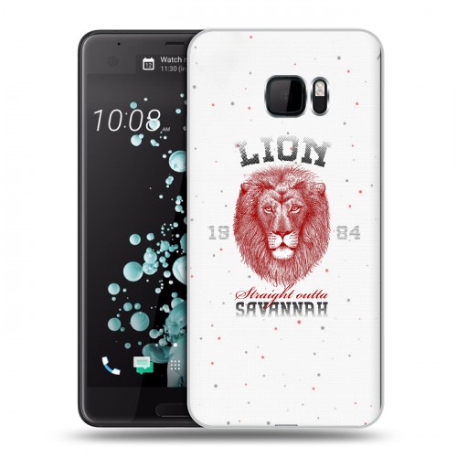 Полупрозрачный дизайнерский пластиковый чехол для HTC U Ultra Символика льва