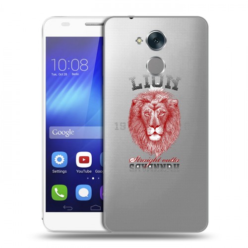 Полупрозрачный дизайнерский пластиковый чехол для Huawei Honor 6C Символика льва
