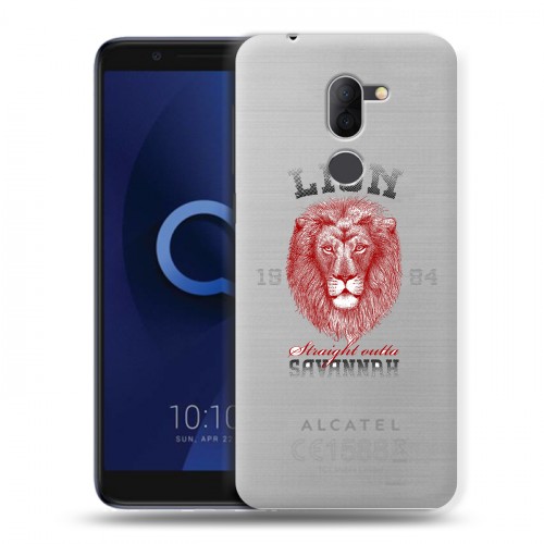 Полупрозрачный дизайнерский пластиковый чехол для Alcatel 3X Символика льва