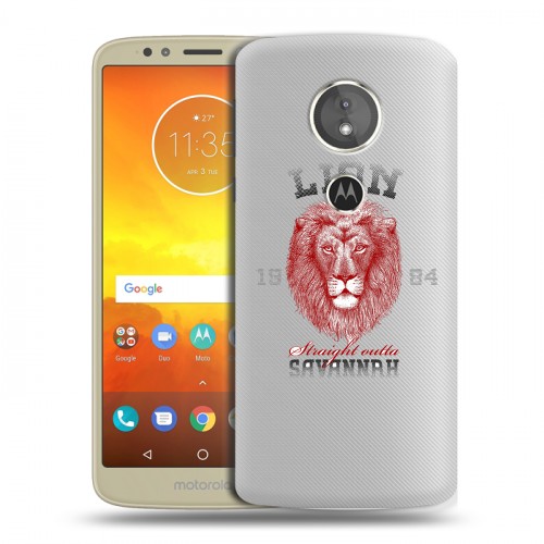 Полупрозрачный дизайнерский пластиковый чехол для Motorola Moto E5 Символика льва