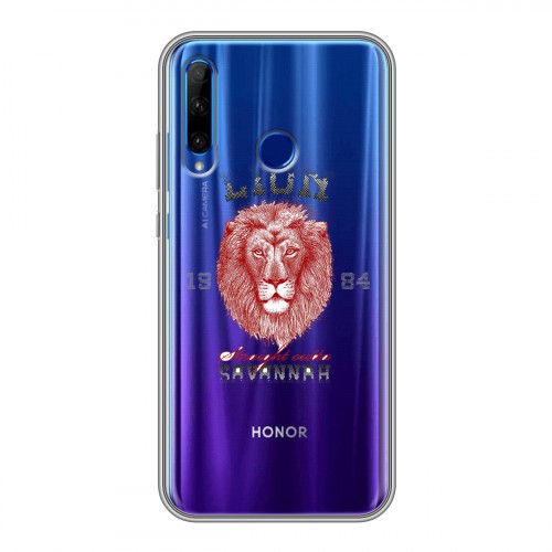 Полупрозрачный дизайнерский силиконовый чехол для Huawei Honor 10i Символика льва