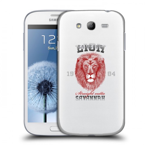 Полупрозрачный дизайнерский пластиковый чехол для Samsung Galaxy Grand Символика льва
