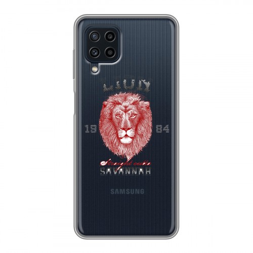 Полупрозрачный дизайнерский пластиковый чехол для Samsung Galaxy A22 Символика льва