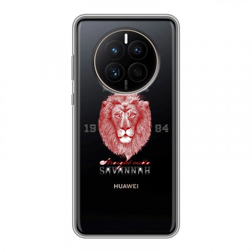 Полупрозрачный дизайнерский пластиковый чехол для Huawei Mate 50 Символика льва