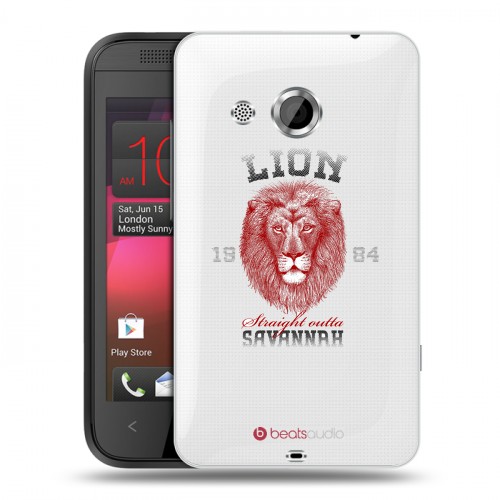Полупрозрачный дизайнерский пластиковый чехол для HTC Desire 200 Символика льва
