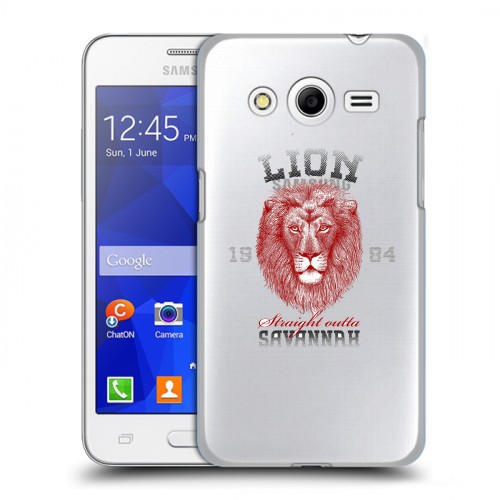 Полупрозрачный дизайнерский пластиковый чехол для Samsung Galaxy Core 2 Символика льва