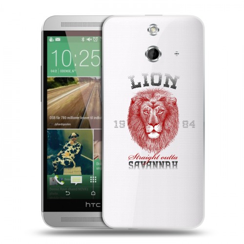 Полупрозрачный дизайнерский пластиковый чехол для HTC One E8 Символика льва