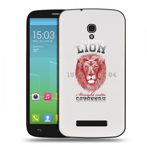 Полупрозрачный дизайнерский пластиковый чехол для Alcatel One Touch Pop S9 Символика льва