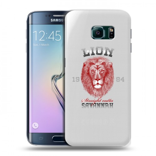 Полупрозрачный дизайнерский пластиковый чехол для Samsung Galaxy S6 Edge Символика льва