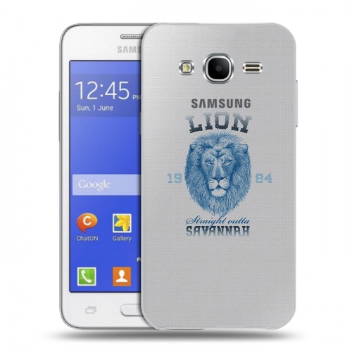 Полупрозрачный дизайнерский силиконовый чехол для Samsung Galaxy J7 Символика льва