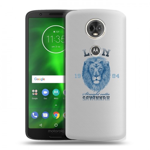 Полупрозрачный дизайнерский пластиковый чехол для Motorola Moto E5 Plus Символика льва