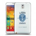 Полупрозрачный дизайнерский пластиковый чехол для Samsung Galaxy Note 3 Символика льва