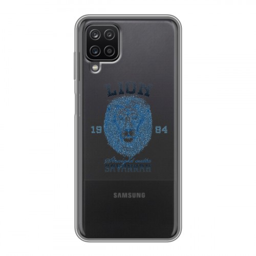 Полупрозрачный дизайнерский пластиковый чехол для Samsung Galaxy A12 Символика льва