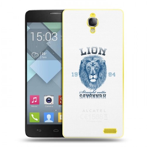 Полупрозрачный дизайнерский пластиковый чехол для Alcatel One Touch Idol X Символика льва