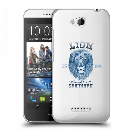 Полупрозрачный дизайнерский силиконовый чехол для HTC Desire 616 Символика льва