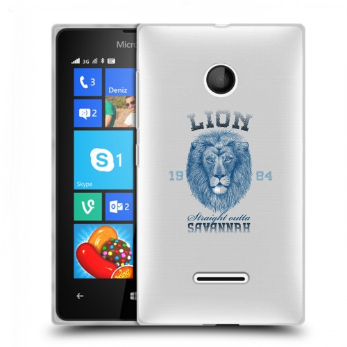 Полупрозрачный дизайнерский пластиковый чехол для Microsoft Lumia 435 Символика льва