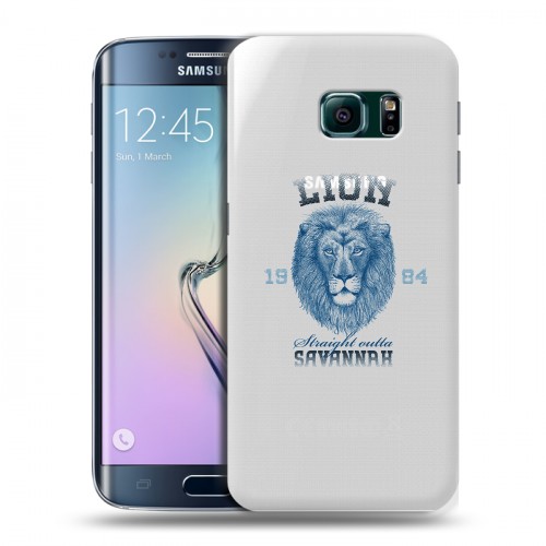 Полупрозрачный дизайнерский пластиковый чехол для Samsung Galaxy S6 Edge Символика льва