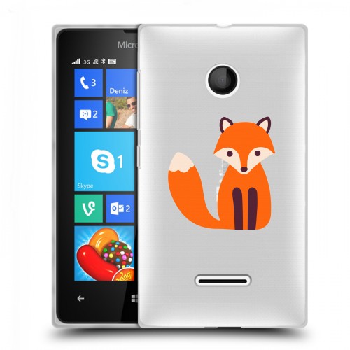 Полупрозрачный дизайнерский пластиковый чехол для Microsoft Lumia 435 Прозрачные лисы