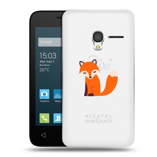 Полупрозрачный дизайнерский пластиковый чехол для Alcatel One Touch Pixi 3 (4.0) Прозрачные лисы