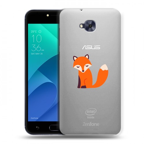 Полупрозрачный дизайнерский пластиковый чехол для ASUS ZenFone 4 Selfie Прозрачные лисы