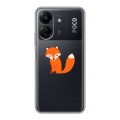 Полупрозрачный дизайнерский пластиковый чехол для Xiaomi Poco C65 Прозрачные лисы