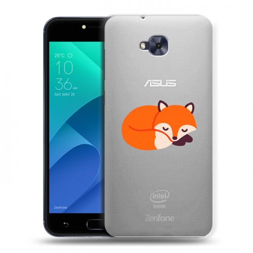 Полупрозрачный дизайнерский пластиковый чехол для ASUS ZenFone 4 Selfie Прозрачные лисы