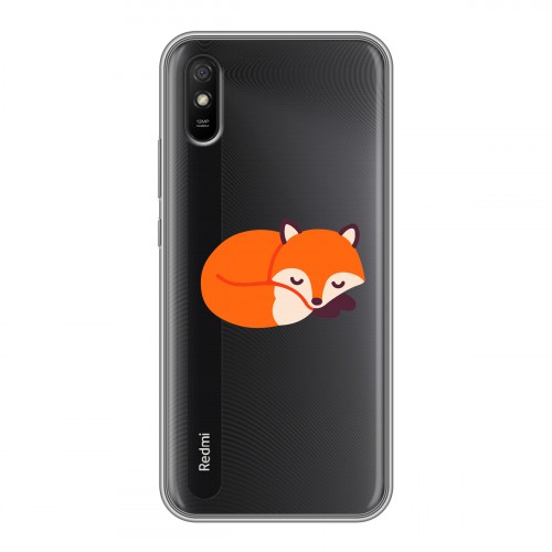 Полупрозрачный дизайнерский силиконовый чехол для Xiaomi RedMi 9A Прозрачные лисы