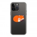 Полупрозрачный дизайнерский пластиковый чехол для Iphone 14 Pro Max Прозрачные лисы