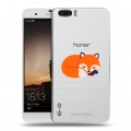 Полупрозрачный дизайнерский пластиковый чехол для Huawei Honor 6 Plus Прозрачные лисы