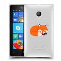 Полупрозрачный дизайнерский пластиковый чехол для Microsoft Lumia 435 Прозрачные лисы